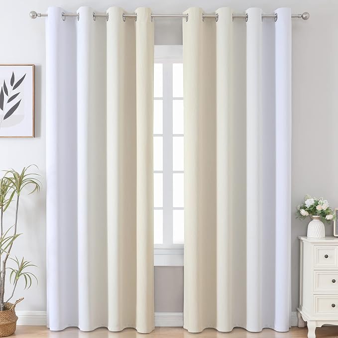 Estelar Textiler Ombre Greyish White and Beige Blackout Curtains & Drapes 96 - Image 2