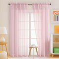 Blush Pink Sheer Curtains 90 Inches Long 2 Panels, Light Filtering Solid Sheer by Home