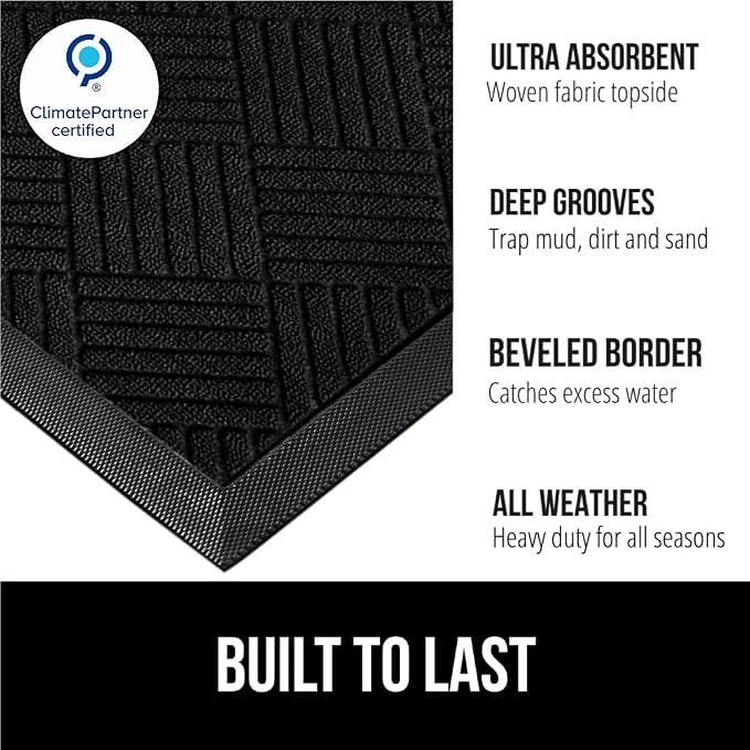 GORILLA GRIP 100% Waterproof All-Season WeatherMAX Doormat US Designed Natural - Image 2