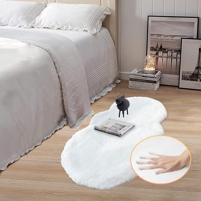 ORINOVA White Faux Rabbit Fluffy Fur Rugs - Image 2