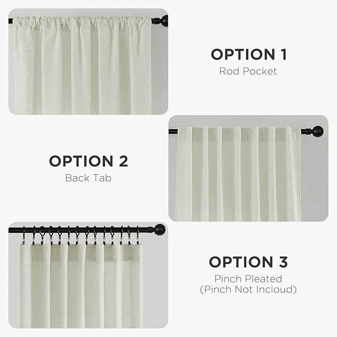 Joydeco Linen Curtains 108 Inch Length 2 Panel Sets, Light Filtering Curtains - Image 4