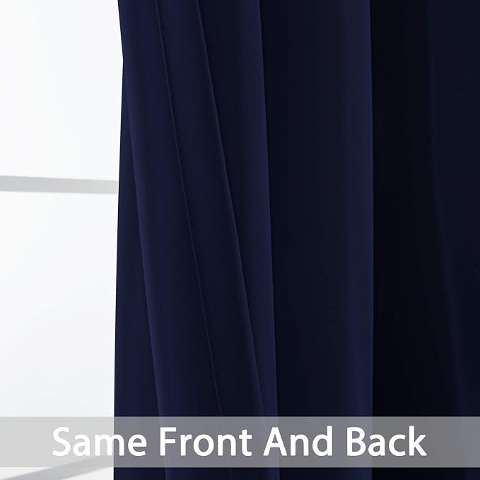 Yakamok 84 Inch Long Light Blocking Navy Blue Blackout Curtains, Room Darkening - Image 6