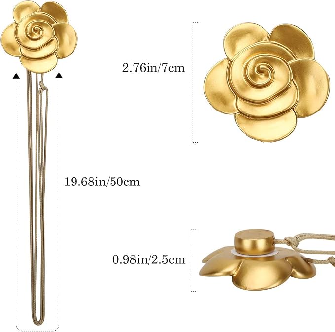 Lewondr Magnetic Curtain Tiebacks, Vintage Curtain Holdbacks, Resin Flower - Image 7