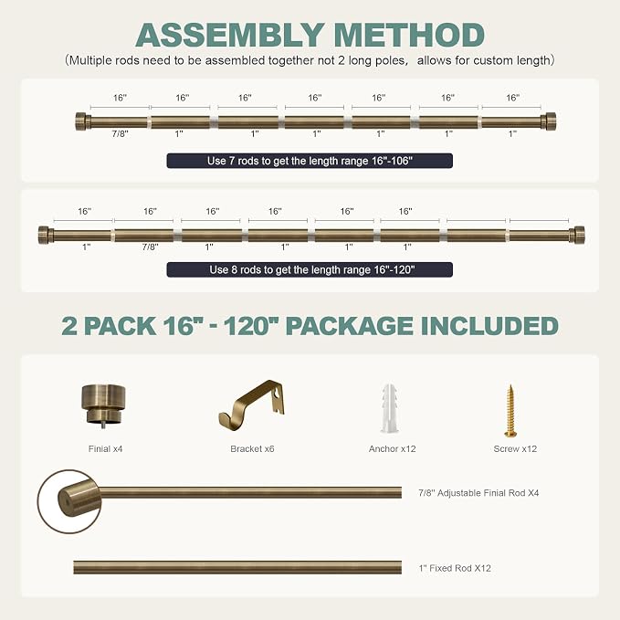 Lootkell 2 Pack Bronze Curtain Rods - Image 9
