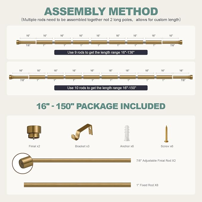 Lootkell Warm Gold Curtain Rods - Image 9