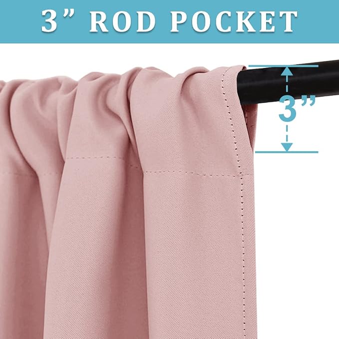 RYB HOME Short Peach Pink Blackout Curtains - Image 2