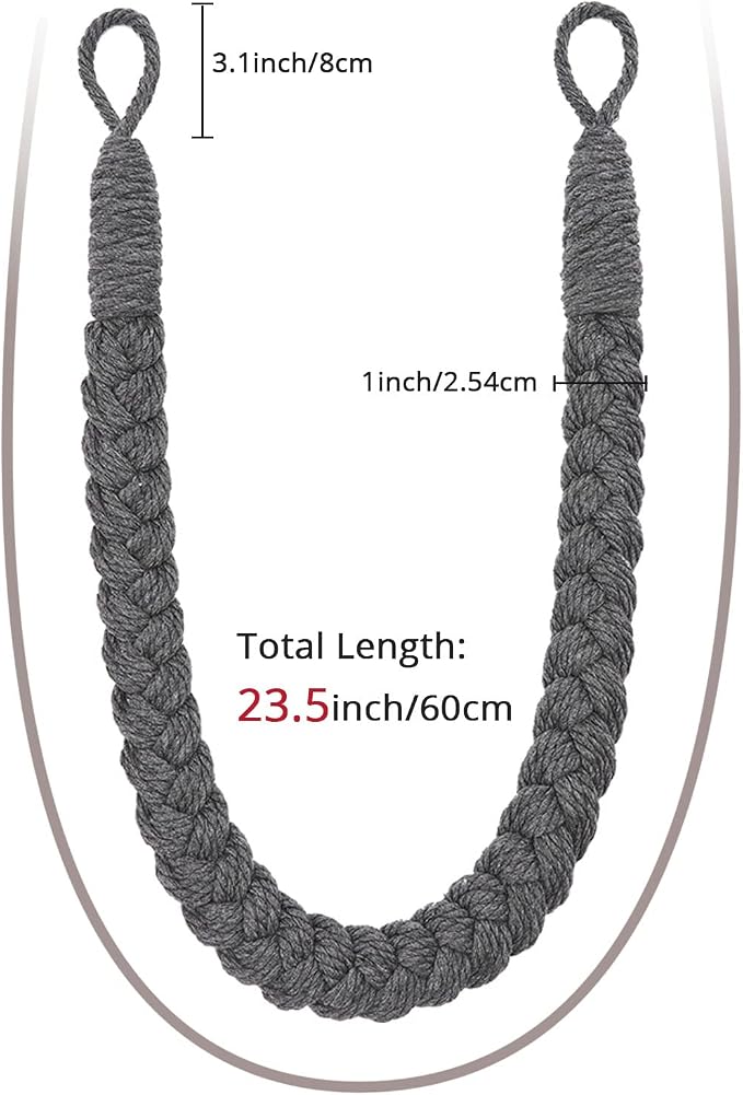NICEEC 2 Pack Natural Cotton Rope Curtain Tiebacks Elegant Boho Style - Image 3