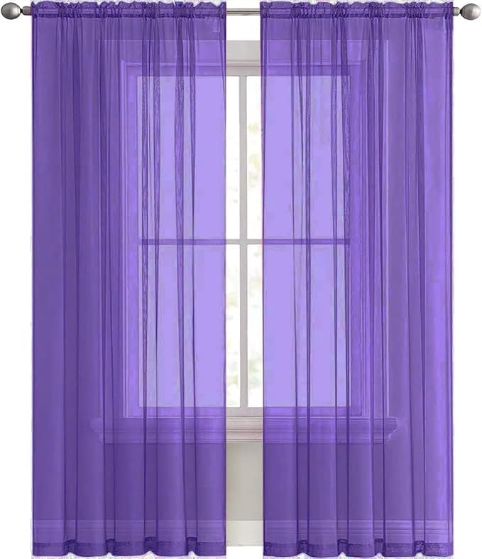 SpaceDresser Sheer Voile Window Treatment Rod Pocket Curtain Panels - Image 2