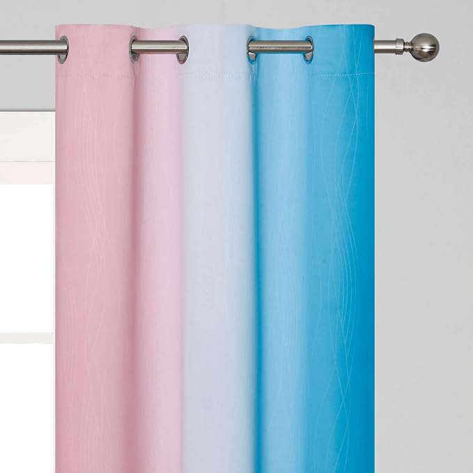 Estelar Textiler Ombre Pink and Blue Blackout Curtains 72 Inch Length 2 Panels - Image 4
