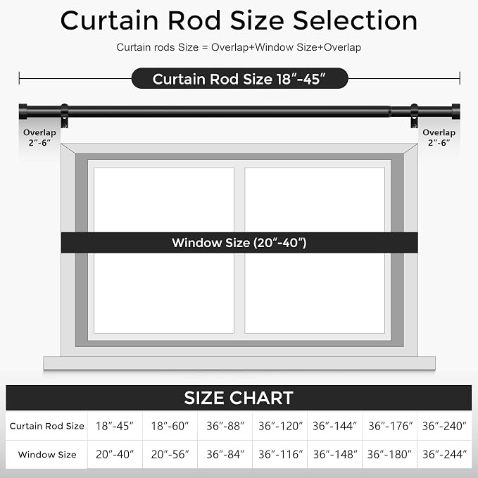 VOIIY Curtain Rods for Windows 18 to 42 Inch, Modern Adjustable Heavy Duty - Image 5