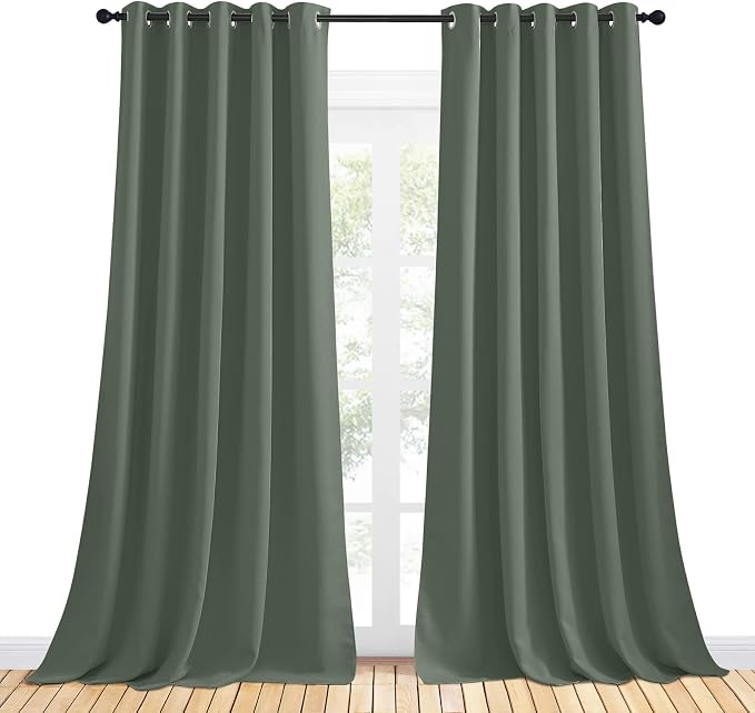NICETOWN Room Darkening Draperies Window Curtain Panels, Dark Mallard, 2 Panels - Image 2