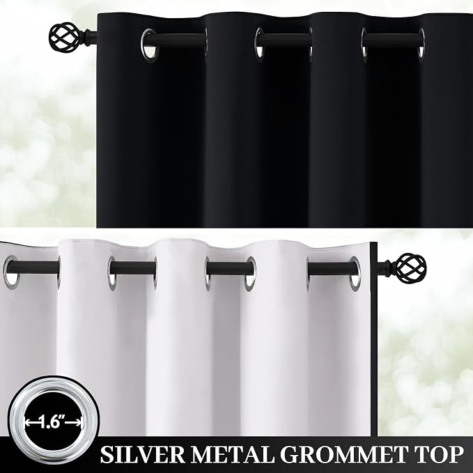 Yakamok 100% Blackout Curtain Panels 84 inches Cold and Light Blocking Drapes - Image 2
