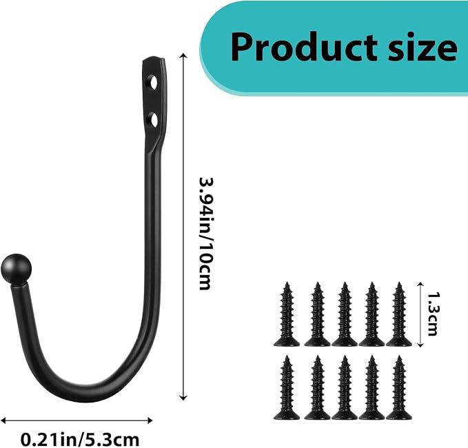 8 Pcs Curtain Tie Backs Curtain Wall Hooks Black Curtain Holdbacks U Shaped - Image 2