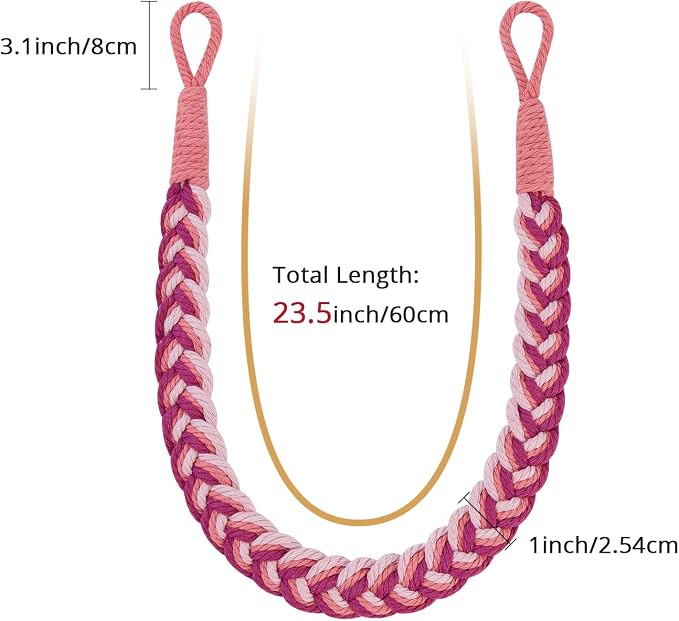 NICEEC 4 Pack Natural Cotton Rope Curtain Tiebacks Elegant Boho Style - Image 3