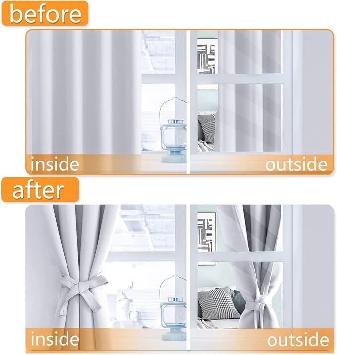 Room Darkening Curtains for Bedroom 2 Panels Greyish White, Energy Saving - Image 4