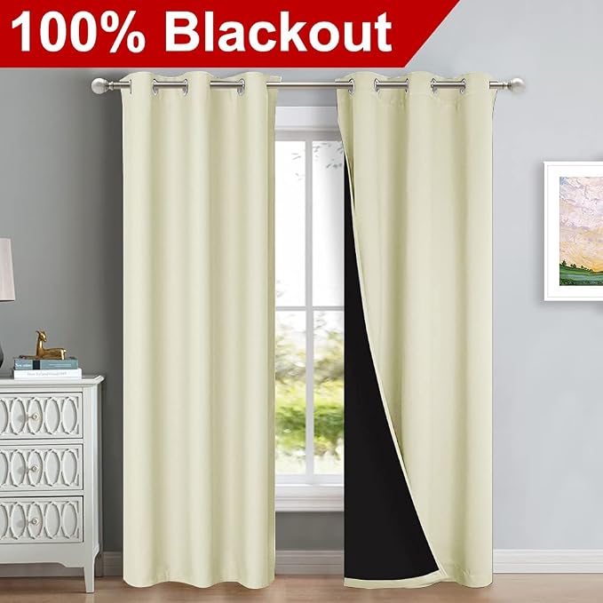 NICETOWN Room Warming Blackout Curtains 80 inches Long, Full Light Blocking - Image 2