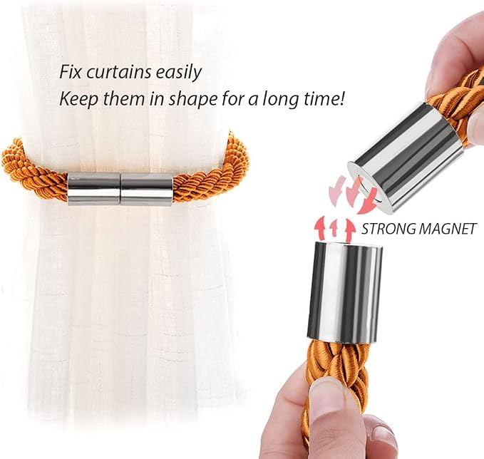 NICEEC 4 Pack Strong Magnetic Curtain Tiebacks Modern Simple Style Drape Tie - Image 4