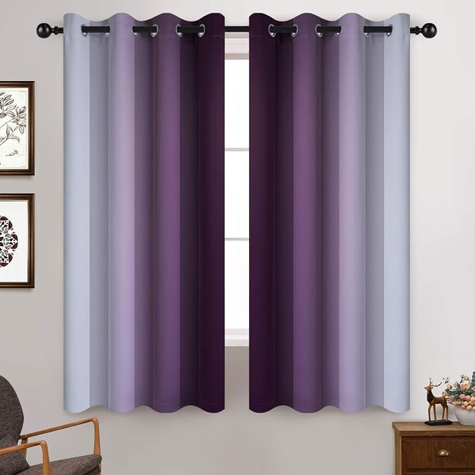 Yakamok Thermal Insulated Ombre Curtains 63 Inch Length 2 Panels, Room - Image 2