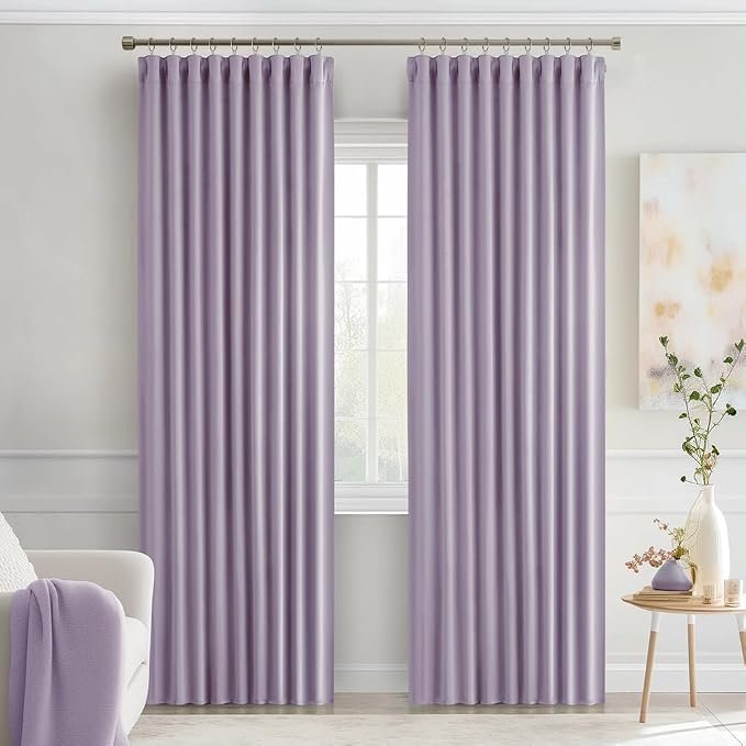 MIULEE Lilac Back Tab Blackout Curtains 72 Inches Long 2 Panels Set - Image 9