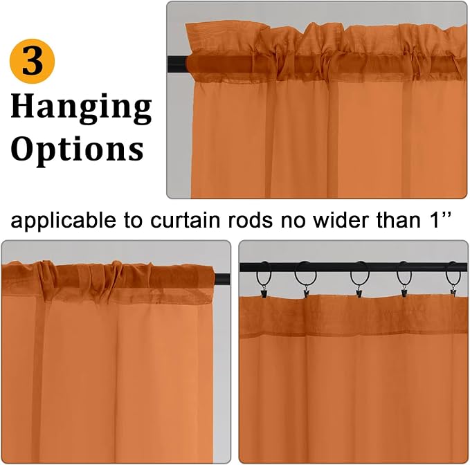 Gwine Burnt Orange Sheer Curtains - Image 3