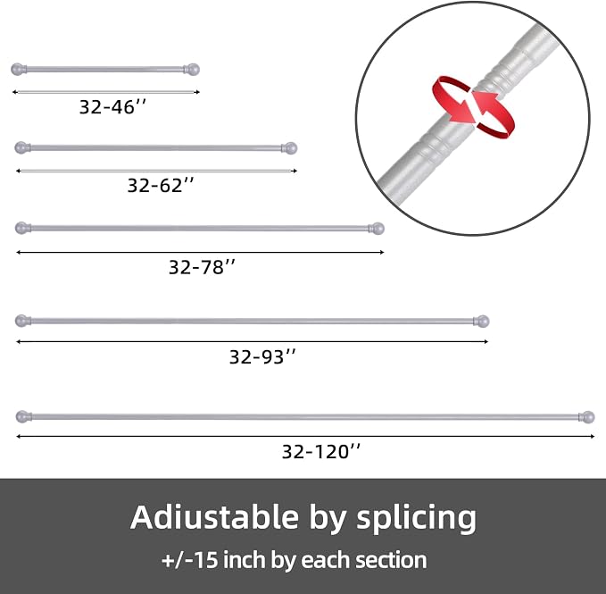 GXOACKJ 2 Pack Silver Curtain Rods - Image 6