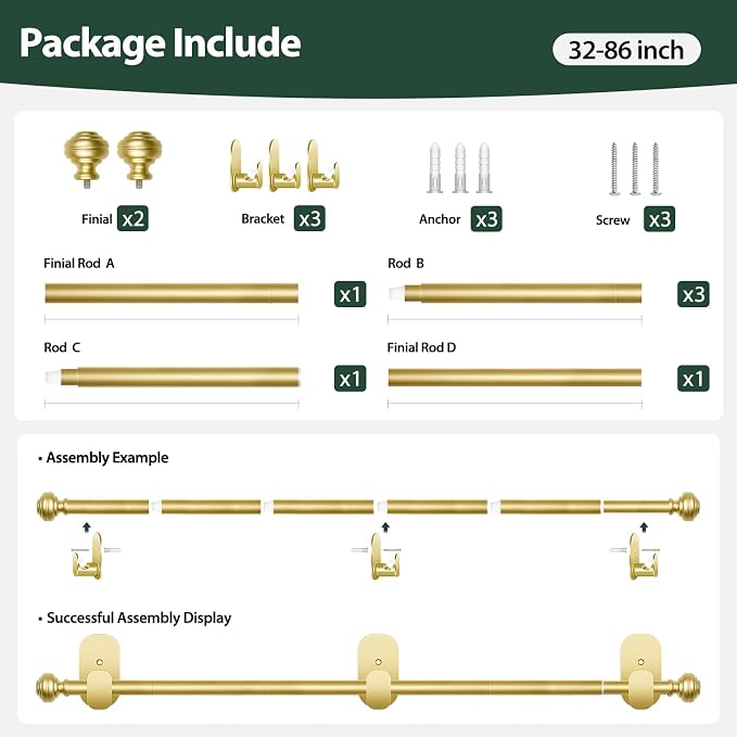 KAMANINA Curtain Rods No Drilling - Image 7