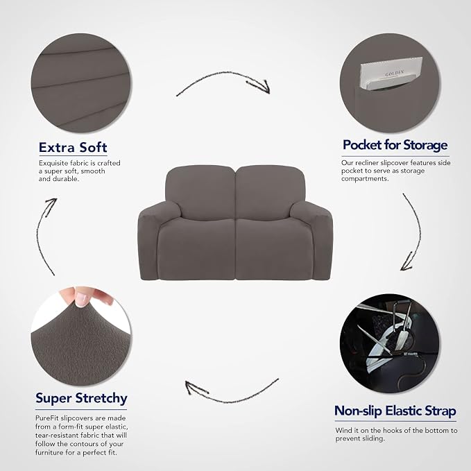 PureFit Super Stretch Loveseat Recliner Sofa Couch Cover - Image 3