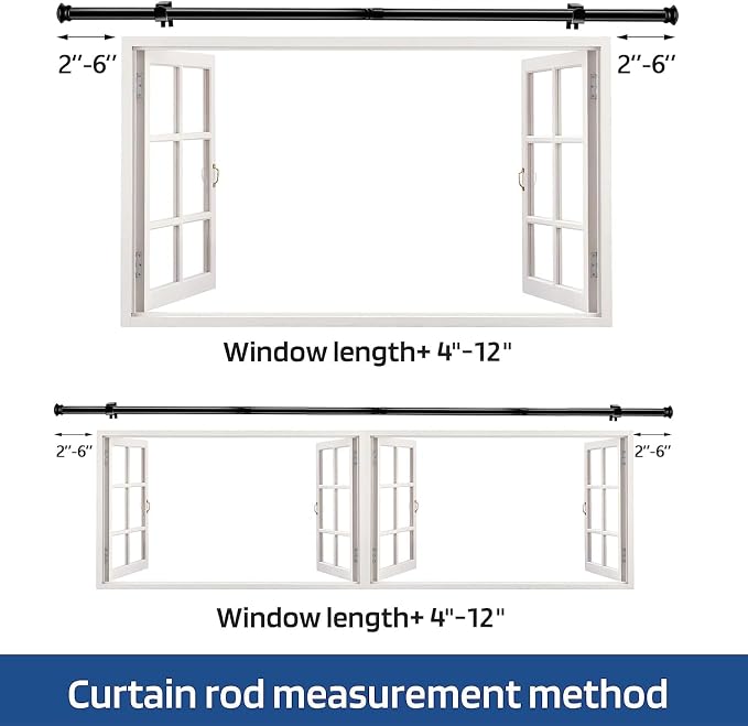 Curtain Rods 2 Pack 5/8 inch Black Curtain Rods - Image 6
