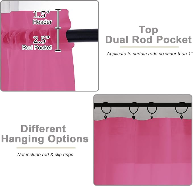 Extra Long Sheer Hot Pink Curtains - Image 4