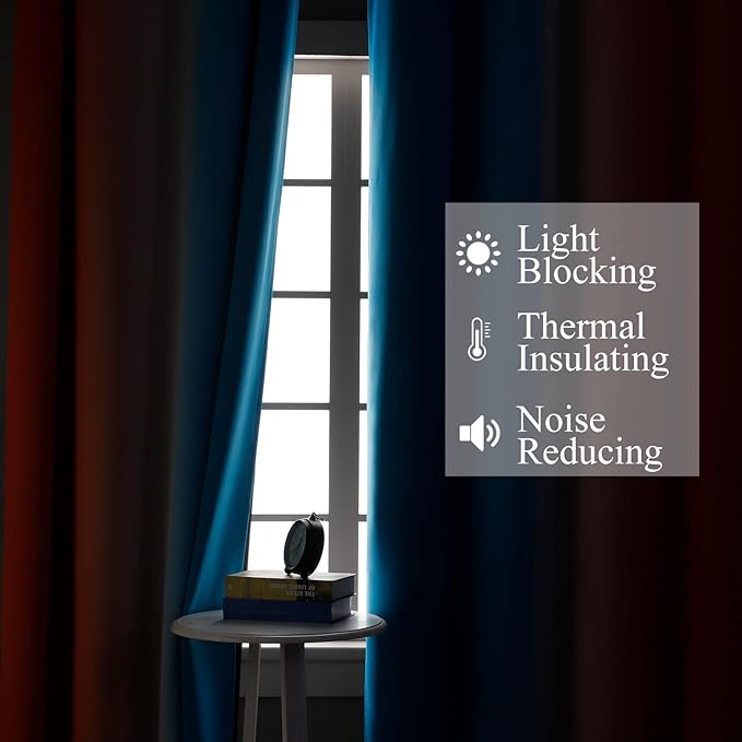 Ombre Orange and Blue Blackout Curtains 72 Inch Length 2 panels, Full Room - Image 3