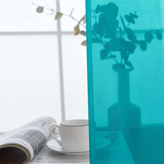 SpaceDresser Basic Rod Pocket Sheer Voile Window Curtain Panels Peacock Blue 1 - Image 8