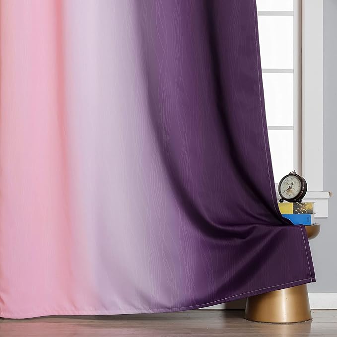 Estelar Textiler Purple and Pink Ombre Blackout Curtains 102 Inches Long 2 - Image 6