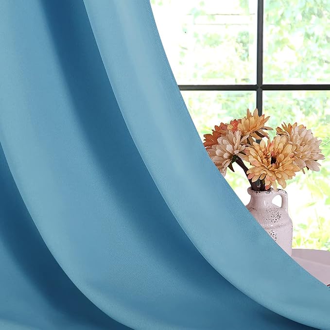 NICETOWN Room Darkening Draperies Window Curtain Panels, Teal Blue, 2 Panels - Image 4