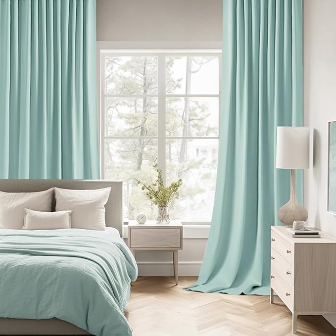 MIULEE Aqua Back Tab Blackout Curtains 102 Inch Long 2 Panels Set - Image 2