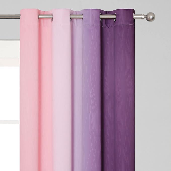 Estelar Textiler Purple and Pink Ombre Blackout Curtains 102 Inches Long 2 - Image 4