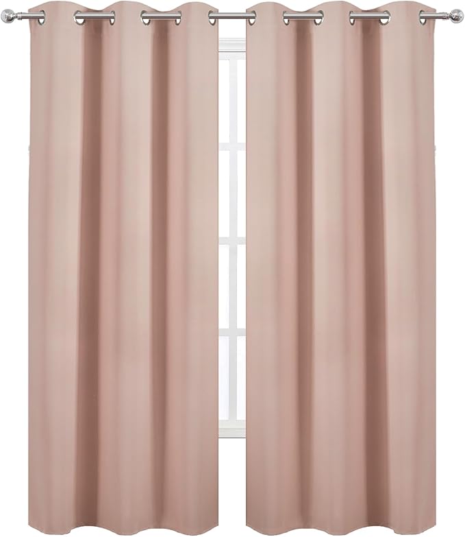 Blush Thermal Blackout Curtains/42 x 84 Inch/Set of 2 Panels Room Darkening - Image 2