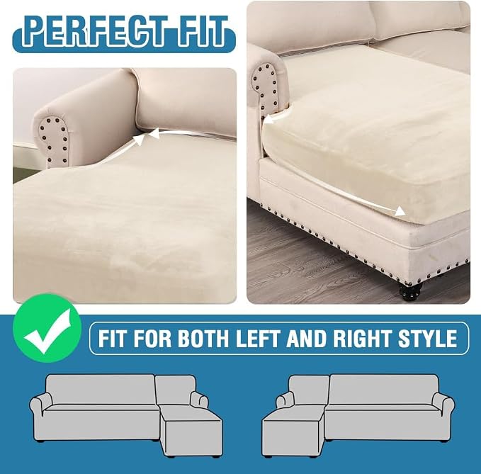 H.VERSAILTEX Velvet Stretch Individual Chaise Cover Sectional Couch Covers - Image 5