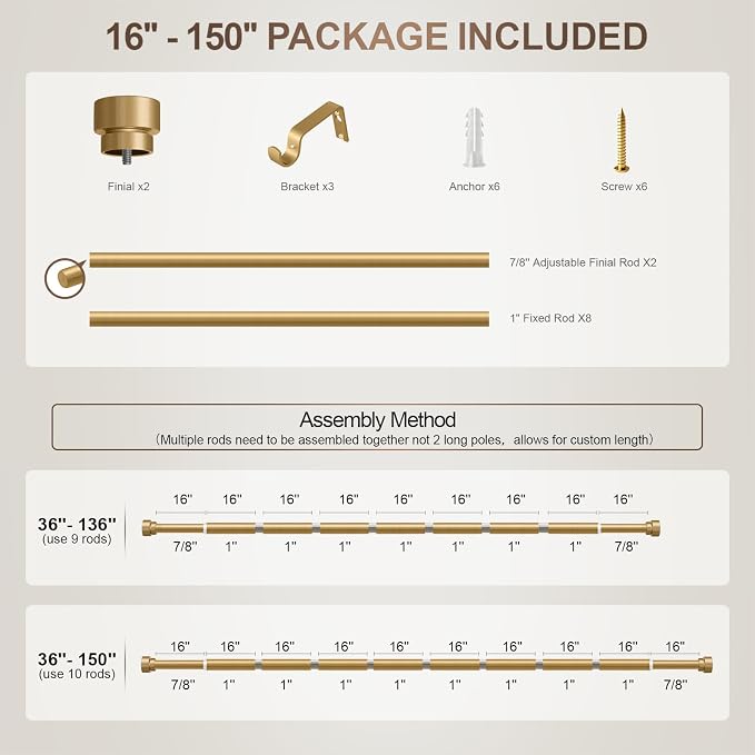 Lootkell Modern Gold Curtain Rods - Image 8