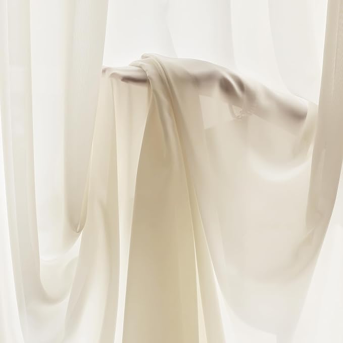 FMFUNCTEX Sheer Non-See-Through Butter Cream Curtains - Image 9