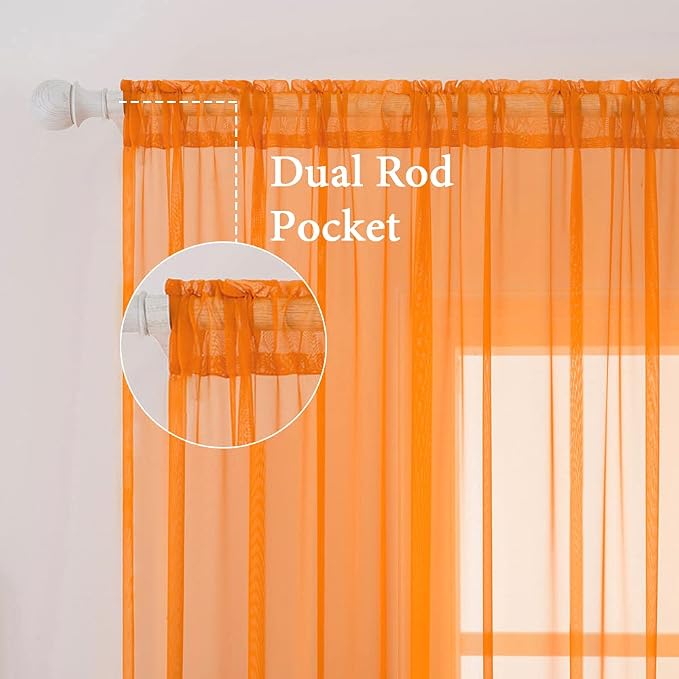MIULEE 2 Panels Solid Color Sheer Window Curtains Elegant Window Voile - Image 2