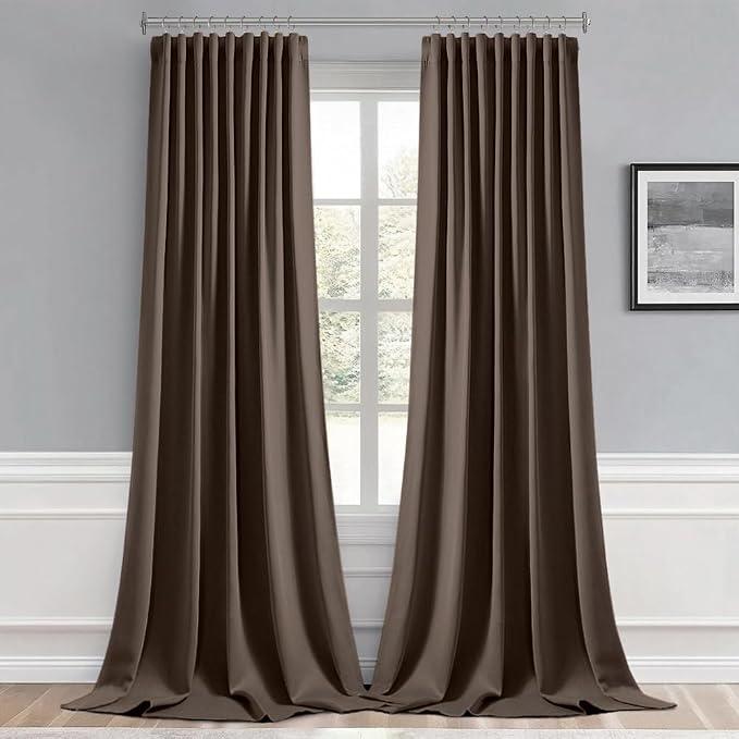 MIULEE Chocolate Brown Back Tab Blackout Curtains 102 Inch Long 2 Panels Set - Image 9