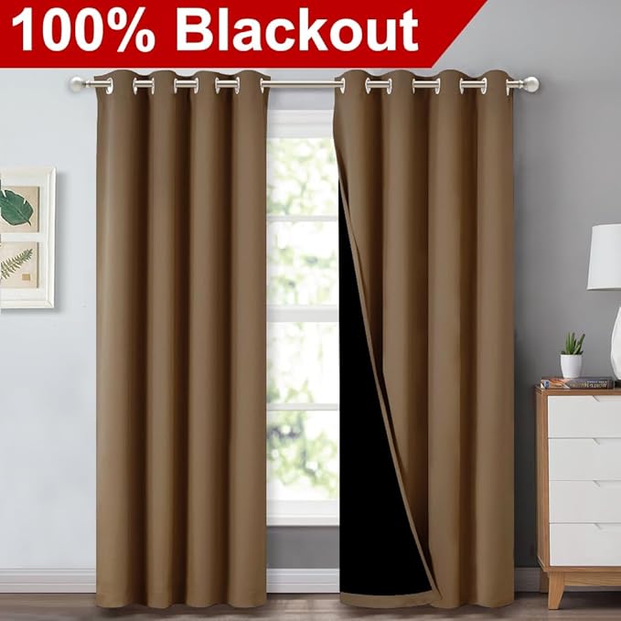 NICETOWN 100% Blackout Window Curtain Panels, Heat and Cold Blocking Drapes - Image 2