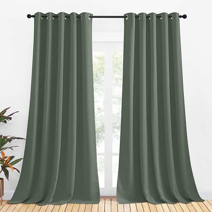 NICETOWN Room Darkening Draperies Window Curtain Panels, Dark Mallard, 2 Panels by NICETOWN