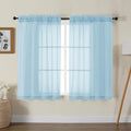 Gwine Sky Blue Sheer Curtains for Living Room 45 inches Long, Short Voile Light by Gwine