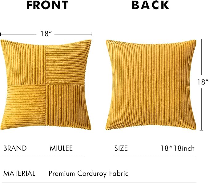 MIULEE Mustard Yellow Decorative Throw Pillow Covers 18x18 Inch - Image 6
