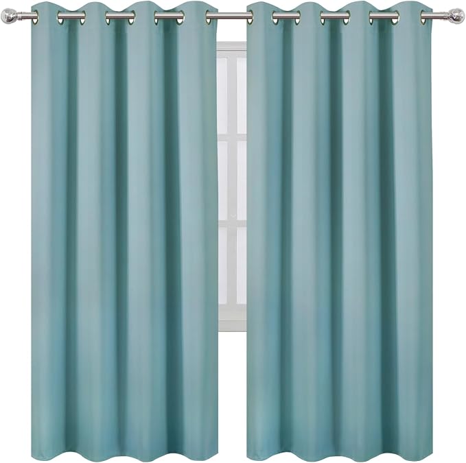 LEMOMO Stone Blue Thermal Blackout Curtains/52 x 72 Inch/Set of 2 Panels Room - Image 2