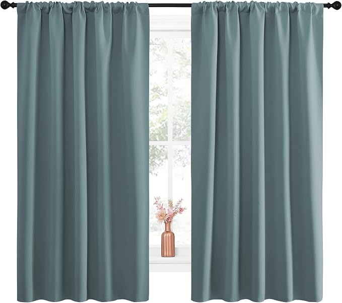 NICETOWN Greyish Blue Blackout Curtains Panels - Image 2