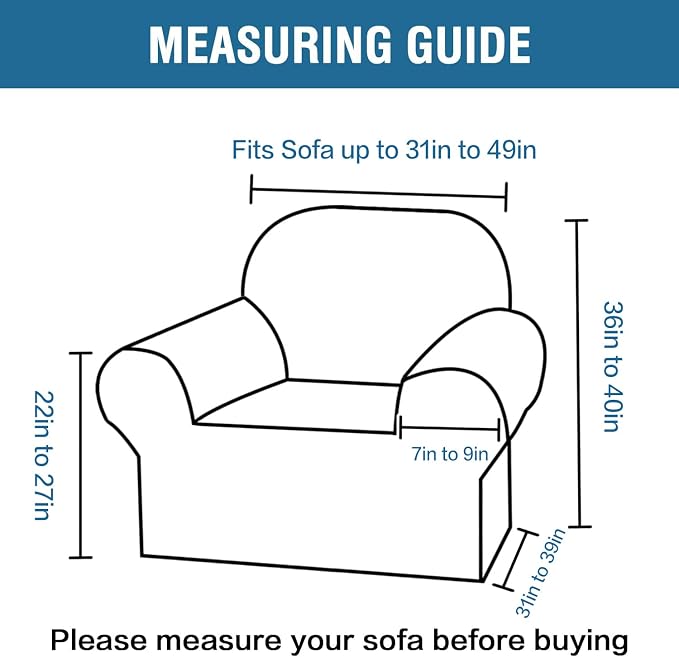 H.VERSAILTEX Stretch Velvet Armchair Cover Couch Covers 1 Cushion Chair - Image 2
