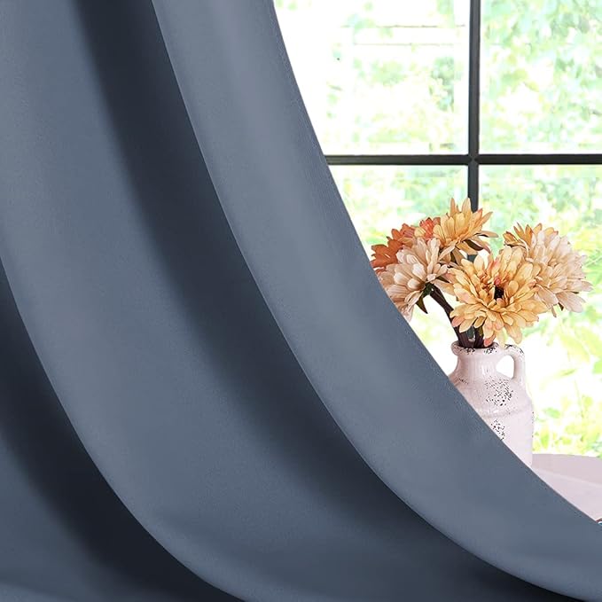 NICETOWN Kitchen Curtains Blackout Curtains & Drapes, Stone Blue, Thermal - Image 6