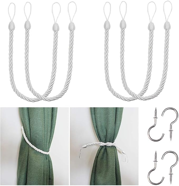 BEL AVENIR Curtain Rope Tiebacks, Drapery Rope Holdbacks by BELAVENIR